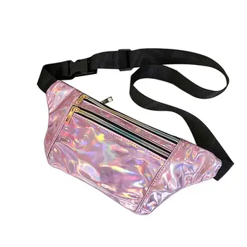 

Fashion Women Pink Waist Bag Ultra-thin Casual Laser Storage Bags Phone Case Pouch Popular Bags Protable Diagonle Packages