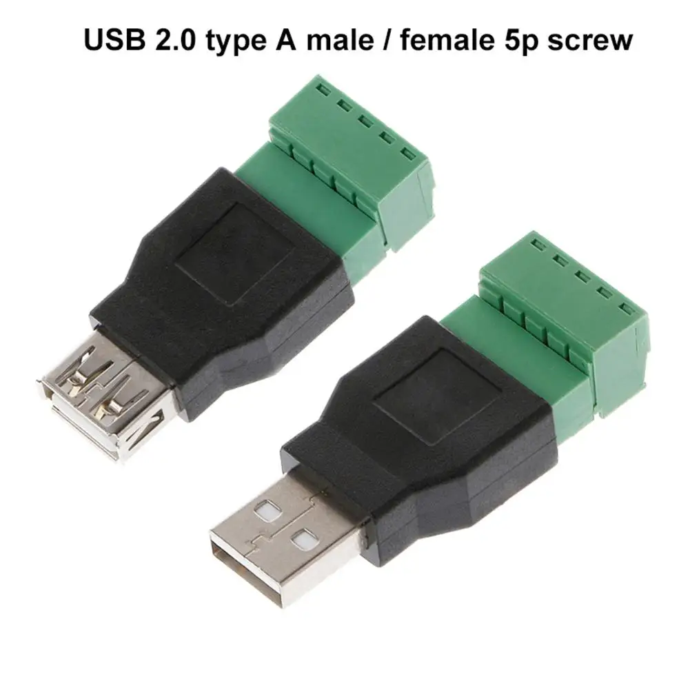 

USB 2.0 Type A Male/Female to Screw Plug Connector Adapter with Shield Terminal NEW