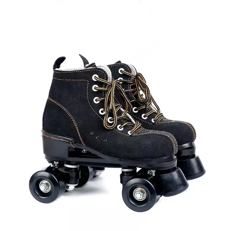 

Aojia Black And White with Pattern Anti-wool Leather Double Row Skates Skating Rink Only Manufacturers Direct Selling
