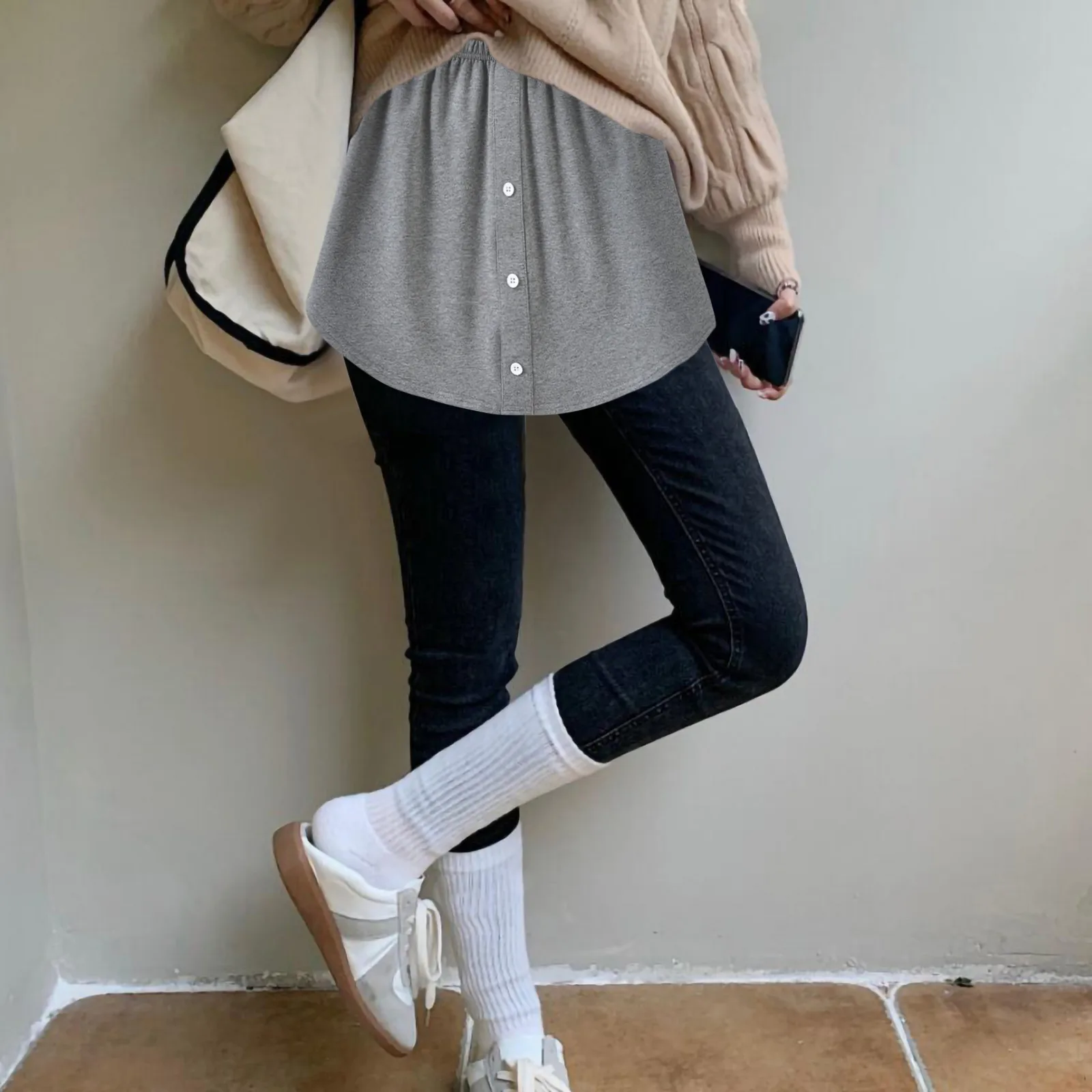 Las mujeres primavera las mujeres las falsa camisa filete ángulo medio cuerpo Irregular corto Natural falda de impresión extensor resbalón media falda d3