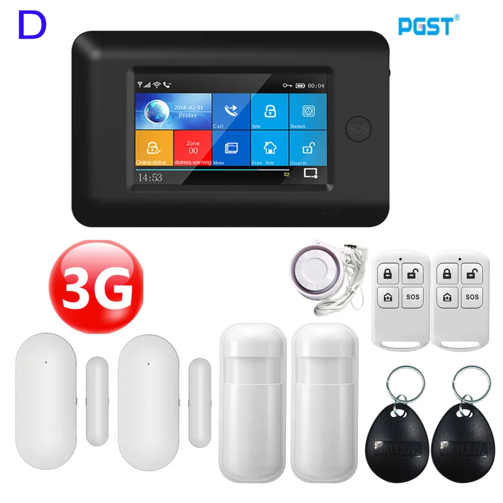 PGST 106 3g беспроводная домашняя безопасность wifi GSM домашняя сигнализация управление приложением с автоматическим циферблатом охранная сигнализация с функцией обнаружения системы - Цвет: D SET