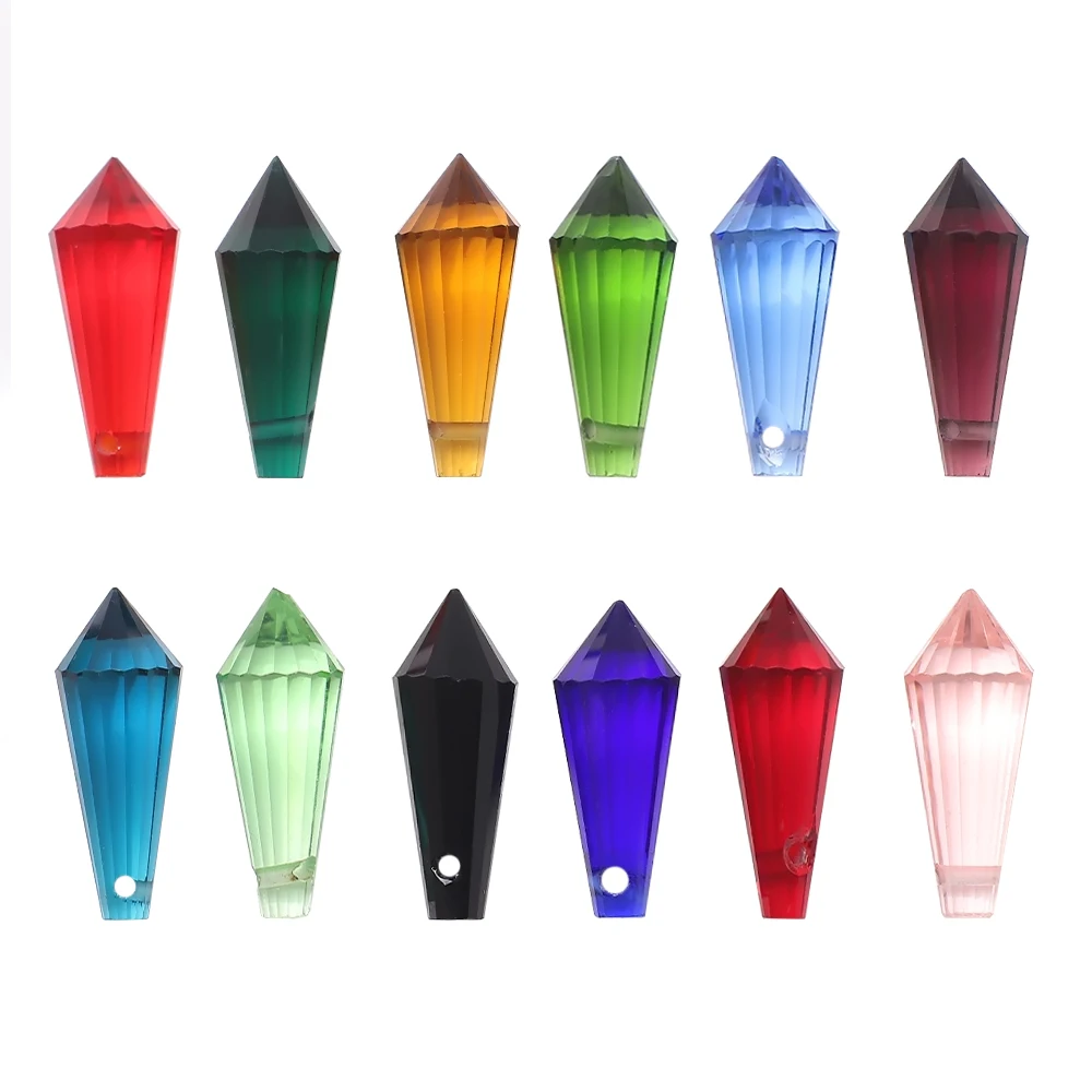 20Pcs/Lot Faceted Glass Teardrop Beads DIY Making Charm Necklace 8X20MM Green Crystal Drop Pendant Wholesale Jewelry Accessories | Украшения