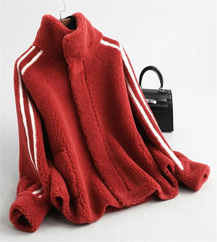 red PUDI A59360 Женское зимнее 30% шерстяное меховое пальто, теплая куртка, меховое пальто для девочек, женская короткая куртка, пальто - Цвет: red