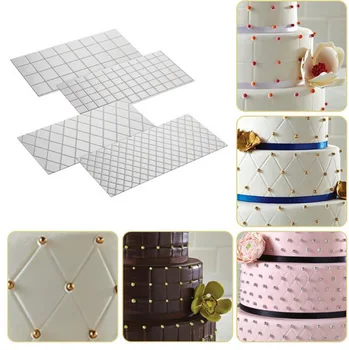 

4pc/Set Grid Transparent Texture Mat Cake Border Decorating Tools Cake Mold Fondant Print Baking Mat Mould Fondant Cutter Tool