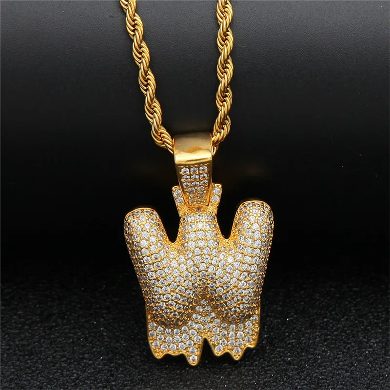 

CZ Drip Custom Bubble Initial Letter Pendant Necklace Iced Out Cubic Zirconia Lava A B C D E F G Z X Y T M Necklaces Women Men