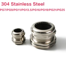 304 Stainless Steel Metal Cable Gland  P Series Fixed Waterproof Connector High Quality PG7/PG9/PG11/PG13.5/PG16/PG19/PG21/PG25