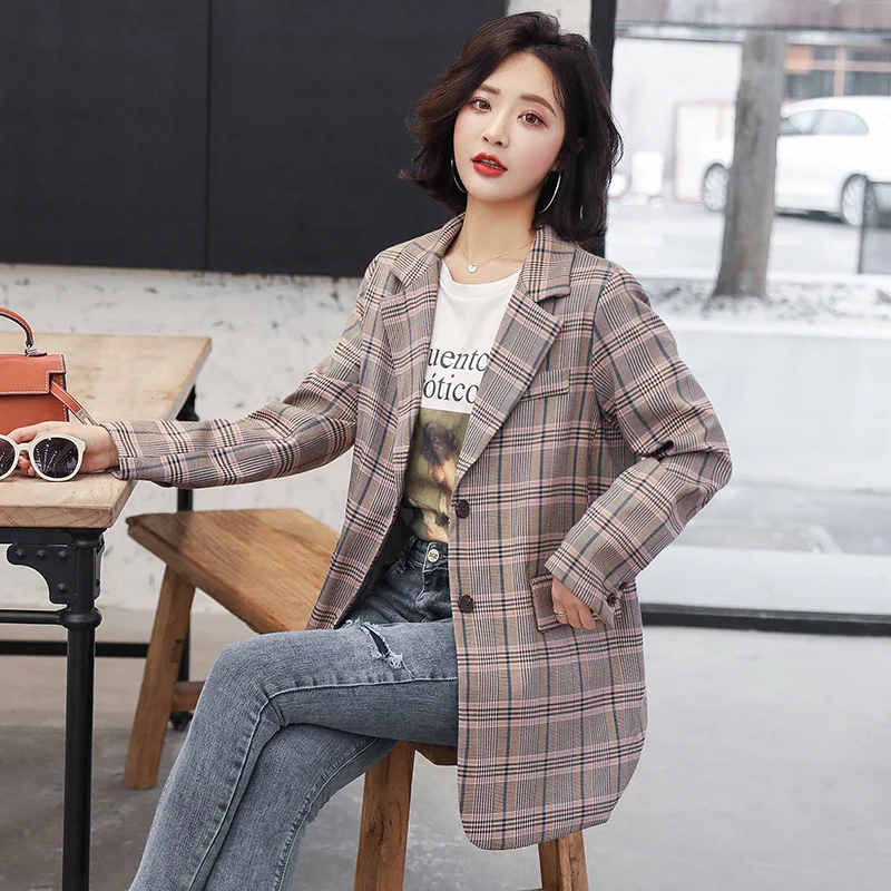 

Small Suit Coat Women's Short Versatile Short-height 2019 Early Autumn New Style Casual Spring And Autumn Plaid Western Style Su