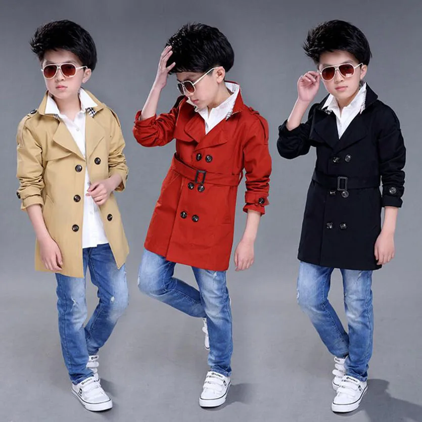 Boy Trench Coat New Boys Outerwear Kids Windbreaker Cool Children Trench Coat Long Patter Child Casaco Infantil Menina