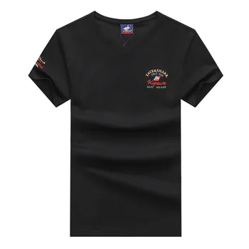 

Brand Men's Clothing Casual Black White t shirt Tace & Shark 100% Cotton Men's t-shirts Short Sleeve High Quality Embroidery