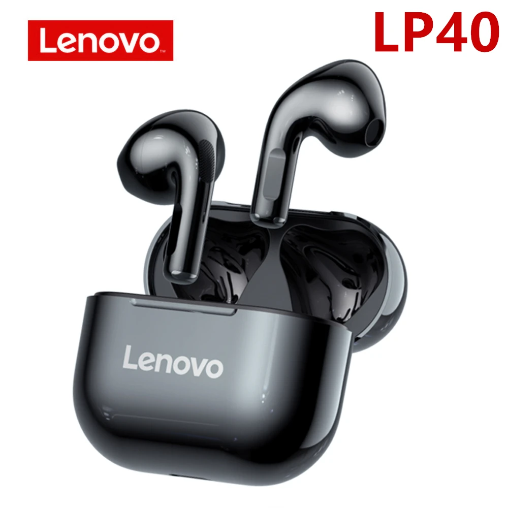 Novo original lenovo lp40 tws fone de ouvido sem fio bluetooth 5.0 dupla estéreo redução ruído baixo controle toque longa espera 300mah