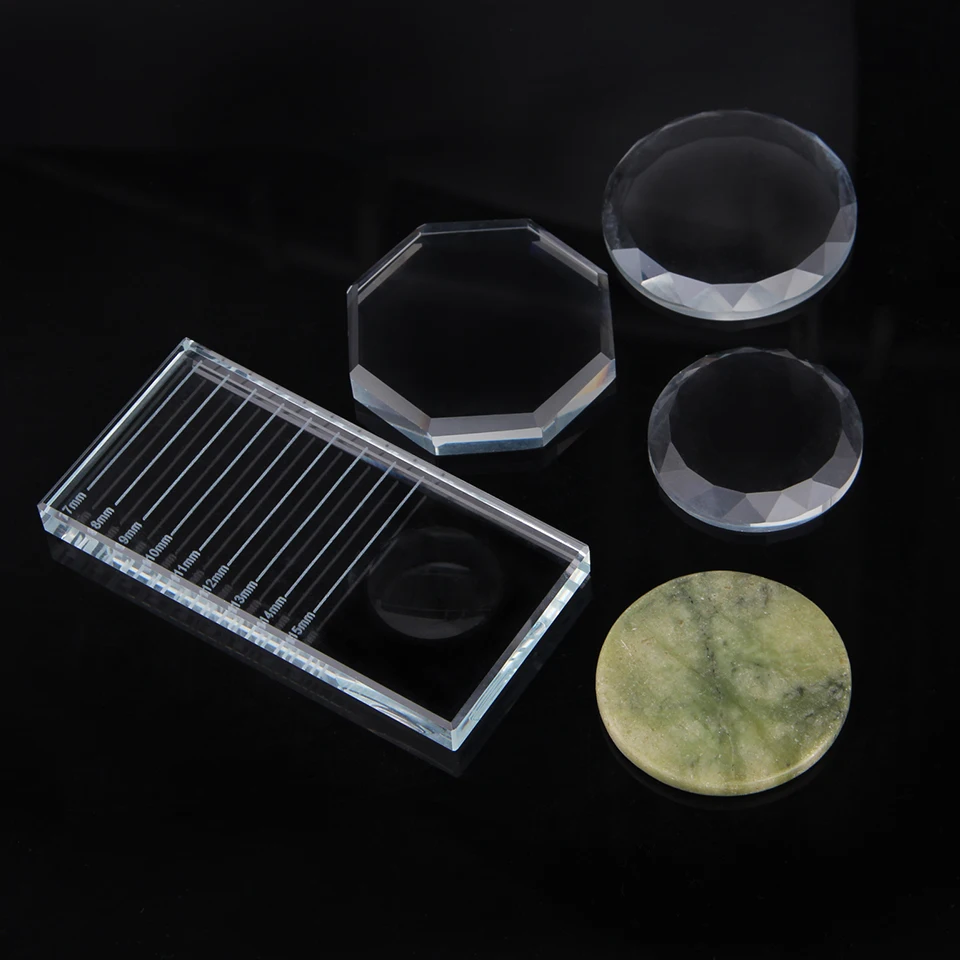 Eyelash Extension Glue Jade Stone Glass Holder Fake Eye Lashes Adhensive Thick Stand Round Pad Crystal Pallet Cilio Makeup Tool 1