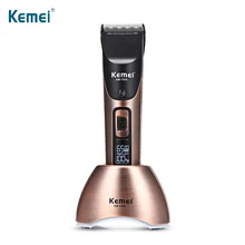 KEMEI перезаряжаемый триммер для волос профессиональная электрическая машинка для стрижки волос с ЖК-дисплеем одно лезвие для стрижки волос Мужская машина для резки