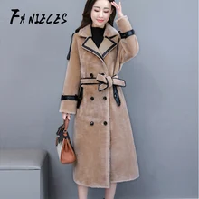 Роскошное пушистое пальто из искусственного меха для женщин, верхняя одежда из искусственного меха, осенне-зимнее Модное теплое пальто, куртка для девушек, элегантные вечерние пальто