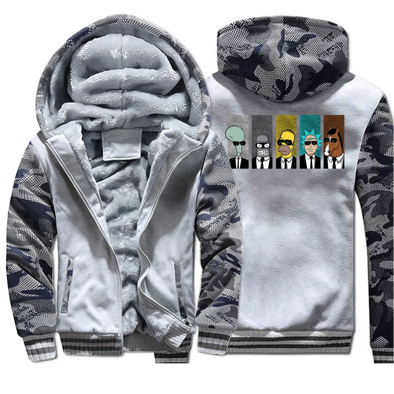Rick And Morty Geek Конь БоДжек с капюшоном Осень-зима Camoflageuflage толстовки хип-хоп Уличная Повседневная куртка с длинными рукавами - Цвет: Light Gray 6