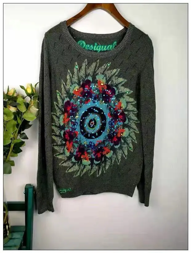 Розовый Испанский Модный высококачественный свитер для женщин DESIGUAL(2 - Цвет: Розовый