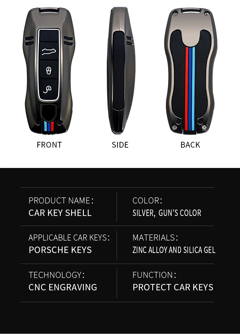 Lega Silicone chiave Auto protettore caso chiave Fob sacchetto di copertura per Porsche Macan 911 Panamera Cayenne Carrera Taycan accessori Auto - H11e77901722847fda6395765b441d339L