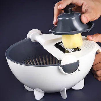 

Household Vegetable Washers 2-in-1 Fruitand Cutting Machine Kitchen Vegetable and Fruit Peeling and Cutting Drain Basket