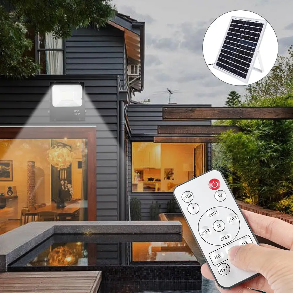 

204LED Spotlight 100W Waterproof Support Light Control Wall Lamp With Remote Control For Outdoor Garden Lamp