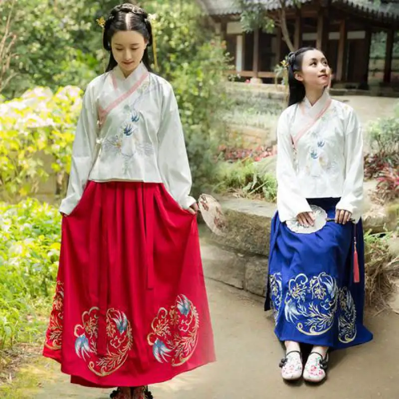 Hanfu Mulheres женский костюм сливы Hanfu платье феи юбка свежий и элегантный Huaqing павильон Hanfu Одежда китайский стиль 2 шт