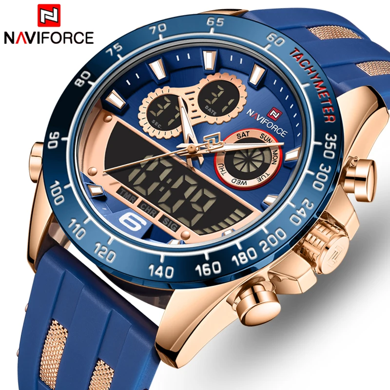 

NAVIFORCE Men Watch Luxury Brand Waterproof Digital Quartz Wristwatch Military Sports Watches for Men Chronograph Silicone Clock