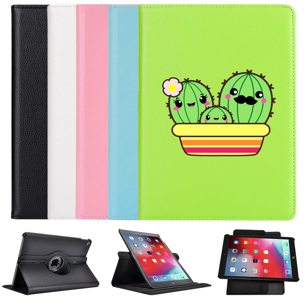 Чехол-подставка для Ipad 2 3 4 360 ° вращающийся кожа милый кактус защитный чехол