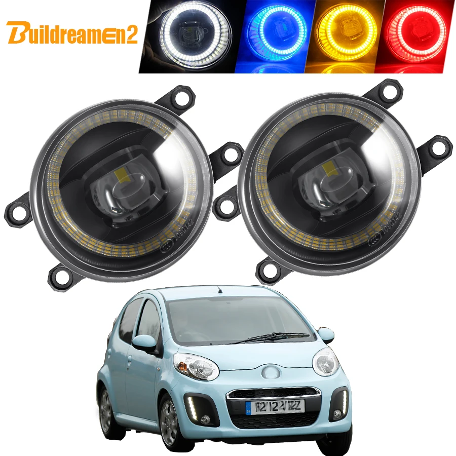 

2 X Противотуманные фары Angel Eye в сборе для Citroen C1 (PM _, PN _) Hatchback 2005-2014, светодиодный льные светодиодные линзы, противотуманные дневные ходовые огни DRL 40 Вт 12 В