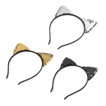Поставка товаров, корейские фланелевые резинки для волос с кошачьими ушками, блестки для волос, женские резинки для волос, Детские резинки для волос с милым котиком и блестками