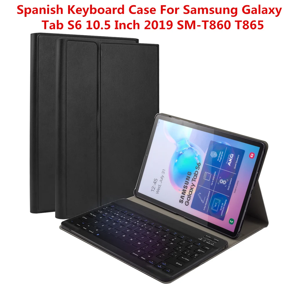 

Spanish Keyboard Case For Samsung Galaxy Tab S6 10.5 Inch 2019 SM-T860 T865 Case PU Leather Flip Stand Bluetooth Keyboard Case