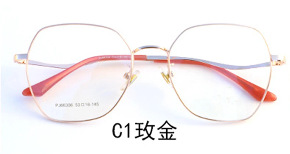 C1 ROSE GOLD Очки с полной оправой, ретро оптические оправы BSX66306, могут сделать близорукость, металлические очки, качественные женские очки - Цвет оправы: C1 ROSE GOLD
