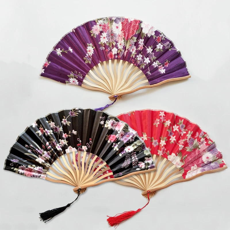 Ventaglio Giapponese Pieghevole, Ventagli Pieghevoli In Tessuto Di Seta, Ventaglio Pieghevole Con Motivo Squisito, Ventilatore Bidimensionale In Stile - Foto 3