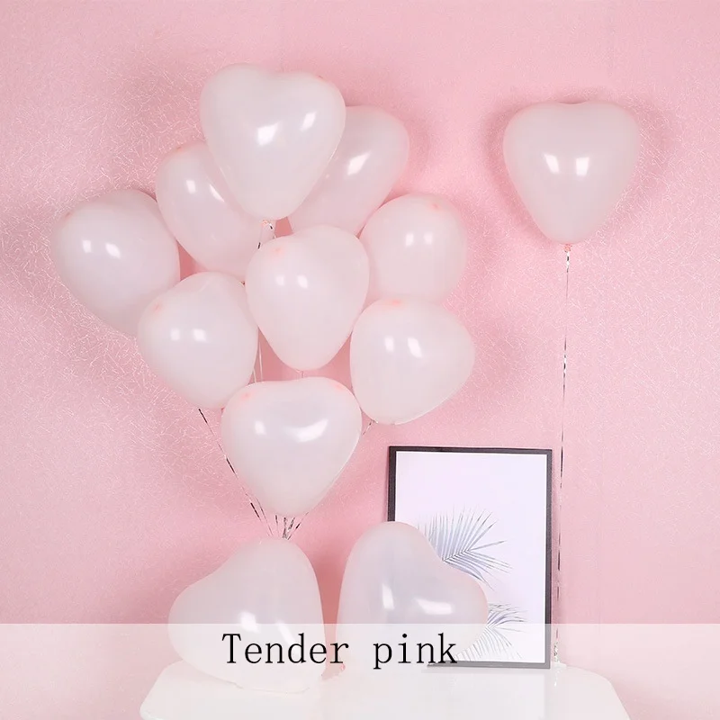 tender pink 100pcs 100 шт./партия, воздушный шар, макарон, сердце-латексное украшение на свадьбу 12 дюймов, любовь 2,2 г, Свадебный декор для комнаты - Цвет: tender pink 100pcs