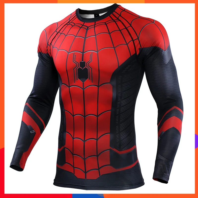 BOUSSAC Spider-man рубашка Рашгард Спортивная Мужская футболка с принтом косплей Человек-паук футболка для спортзала сухая Мужская футболка для бега