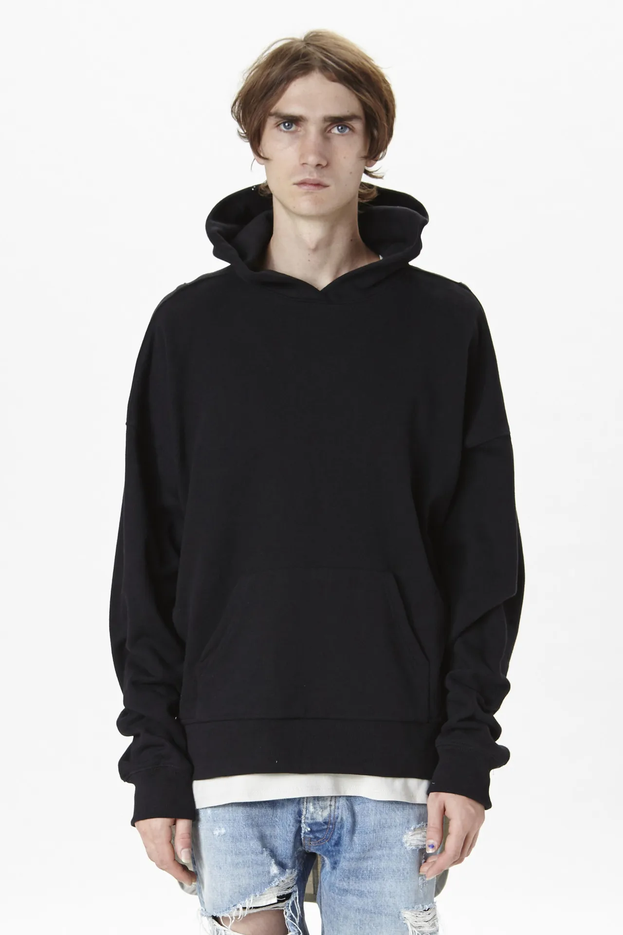 Важные брюки Fear of God Однотонные непрошитый край негабаритных пуловер Толстовка G-DRAGON Kanye