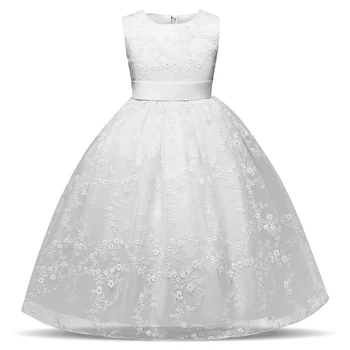 

Rustic Flower Girl Wedding White Dresses for Girls Prom Party Gown Designs Children's Clothing Tulle Costume for Kids Clothes