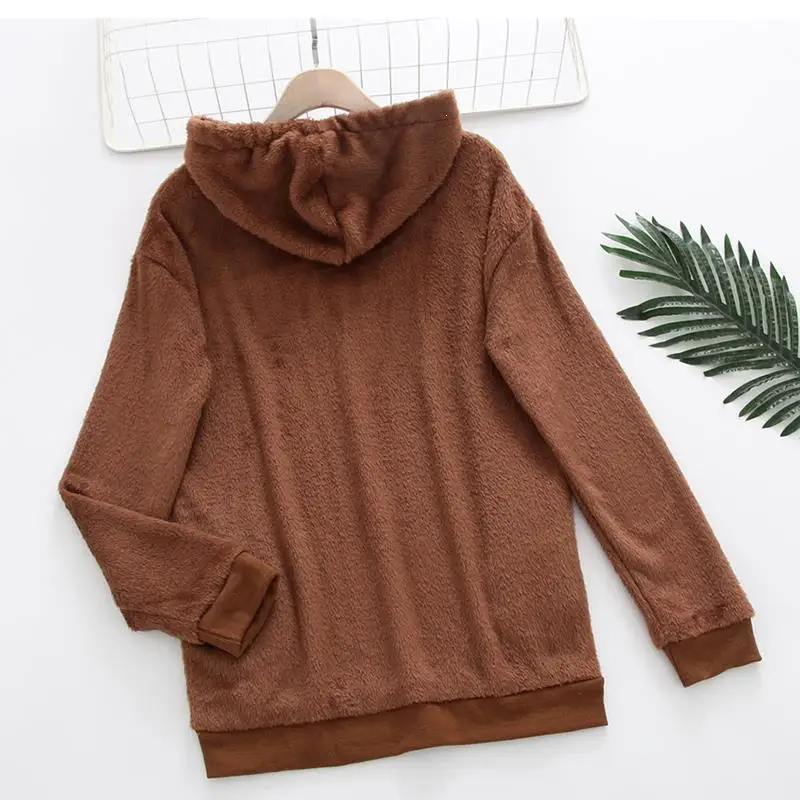5Xl новые зимние женские толстовки повседневные однотонные флисовые толстовки теплые с капюшоном пушистые толстовки размера плюс