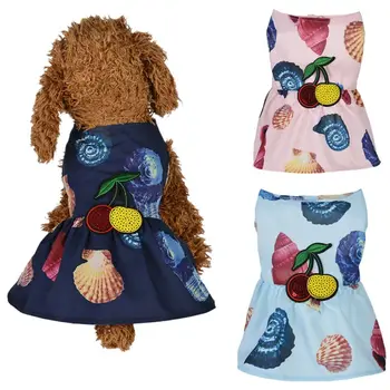

Summer Dog Conch Beach Dress Pet Dog Puppy Clothes Princess Printing Skirt for Small Medium Dogs Chihuahua Dress