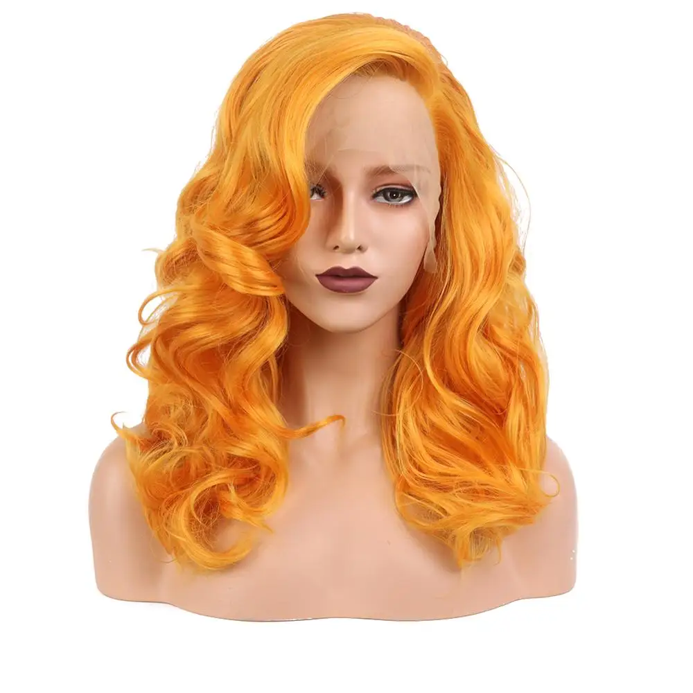 StrongBeauty Synthetic Lace Front Wigs Long Curly orange Natural Hair