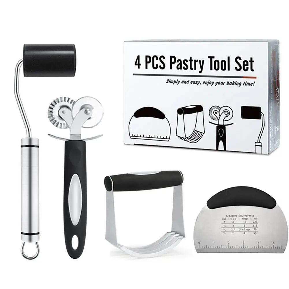  Baking Dough Tool Dough Blender Pastry Scraper Cutter Wheel Roll Pin Stainless Steel Baking Accesso