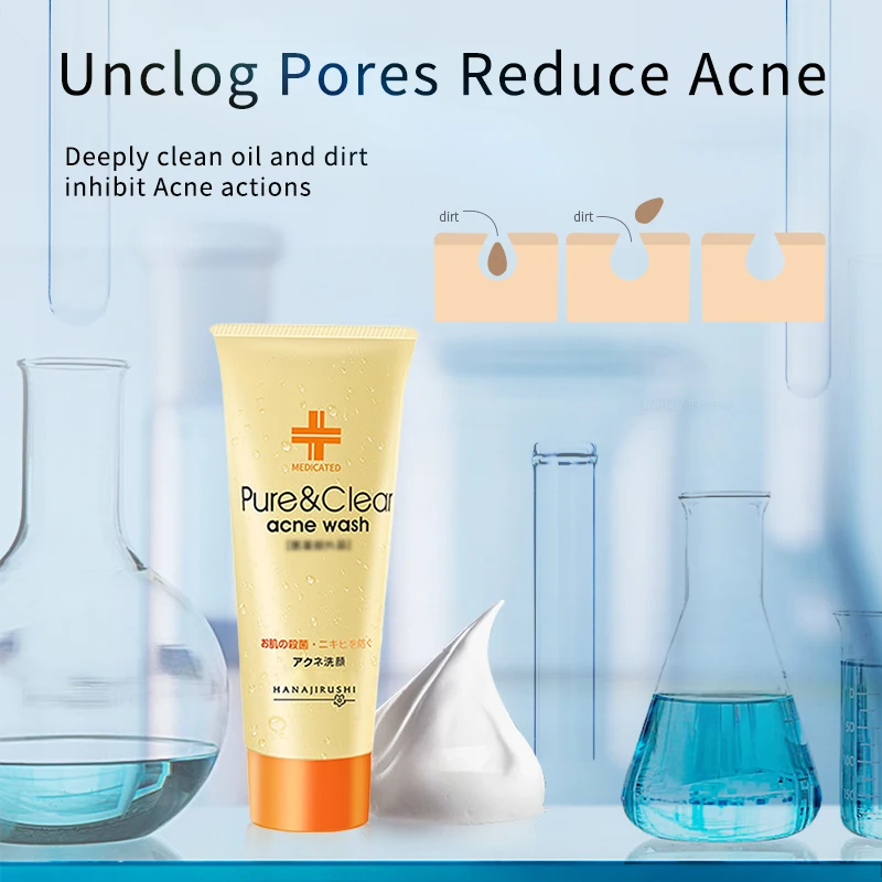 HANAJIRUSHI Acne Treatment Cleanser Remove Acne Face Wash Medicated Clear Facial Cleanser Limpiador Oil Control Anti Pimple 60g|Cleansers| - AliExpress