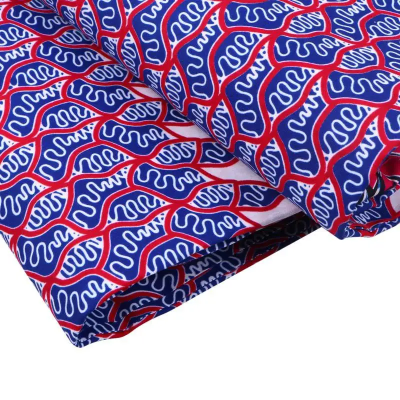 veritable wax polyester genuine dutch wax of high Blue And Red Pattern Printed african ankara suture material 6 yards
