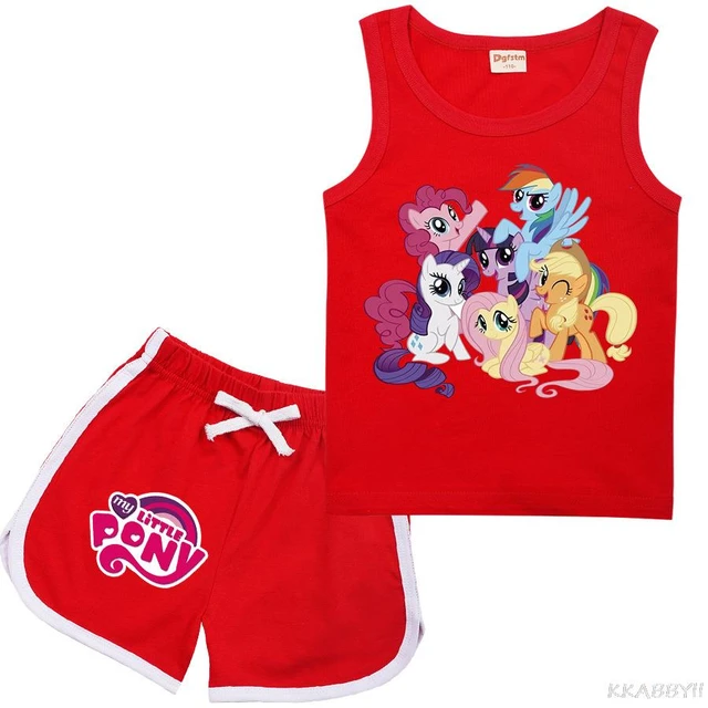 My Little Pony – ensemble d'été pour enfants, T-shirt + short, pyjama,  costume de sport,