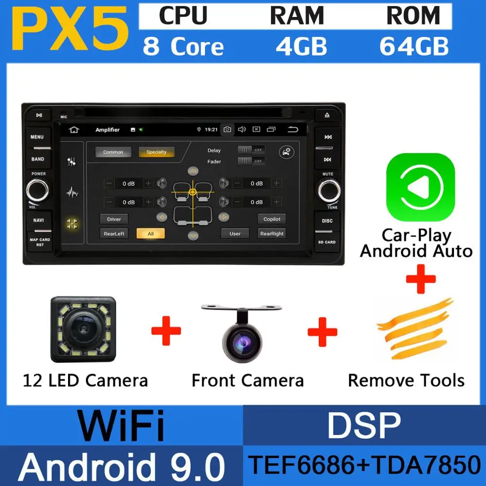 5 USB порт PX6/Восьмиядерный Android 9,0 автомобильный DVD для Toyota Kluger Allion Celica Yaris 2009 Alphard Land Cruiser 100 4500 Автомагнитола - Цвет: PX5-Carplay