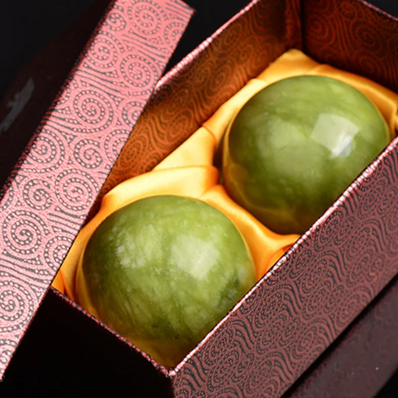 Chinese Health Exercise Stress Jade Stone BAODING Balls Relaxation Therapy 48mm