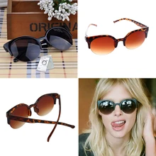 

1PC New Fashion Popular Cat Eye Sunglasses Women Vintage Semi-Rimless Sun Glasses Inspired Round Circle Sun Glasses Female Lady