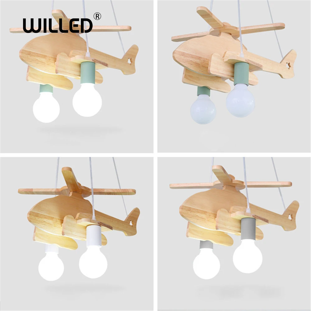 

Children's pendant lights Wood Children hanging lamp modern Led Light Line E27 Bedroom Parlor Hotel Hall Living room Dropship