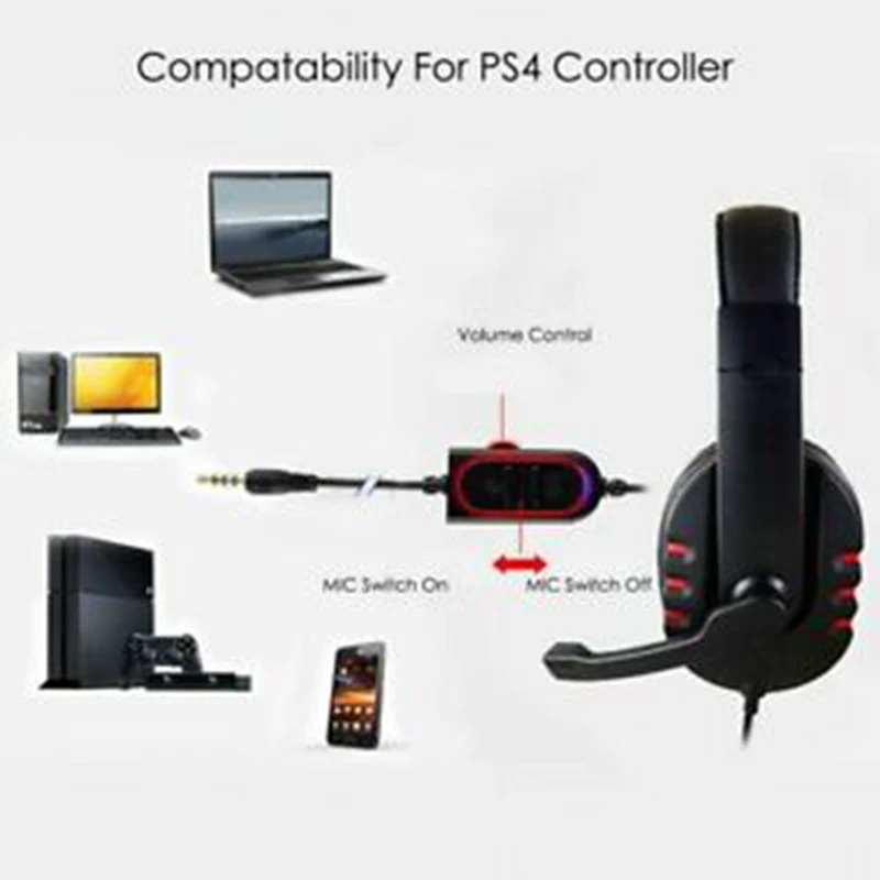 3 5mm Wired Gaming Headset Stereo Surround Headphone for PS4 One with Mic