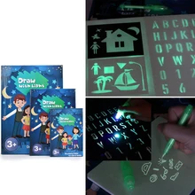 Светодиодный светящийся чертежный щит для рисования граффити, планшет для рисования, волшебное рисование, светильник-забавная флуоресцентная ручка, развивающие игрушки для мальчиков и девочек