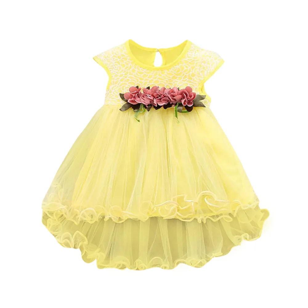 Модное платье для маленьких девочек; Хлопковое платье с круглым вырезом для маленьких девочек; Летние вечерние фатиновые платья принцессы с цветочным рисунком на свадьбу; H4 - Цвет: D