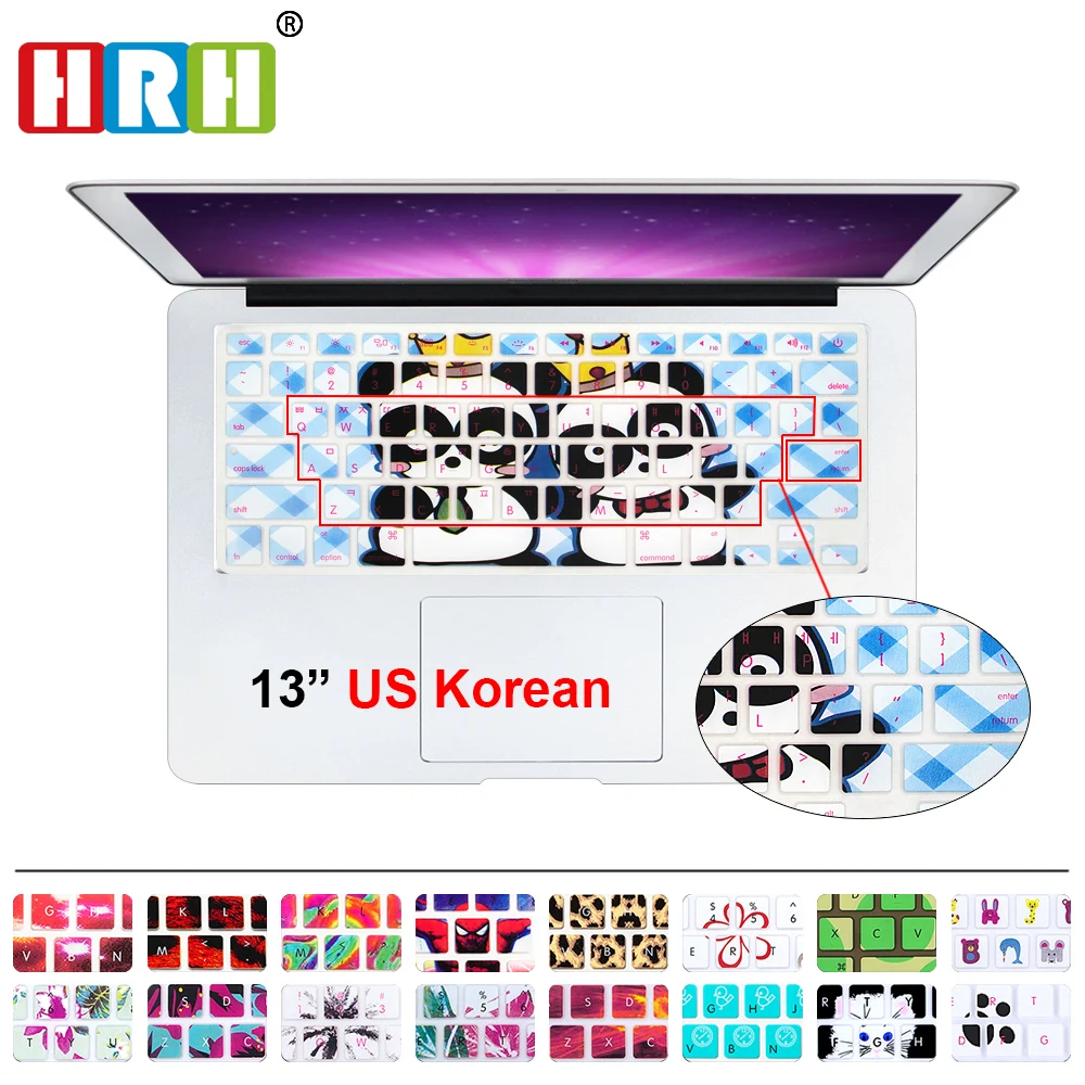 

HRH Animals Design Korean Language US Keyboard Cover Protector Silicone Skin Protective Film For Macbook Air Pro Retina13 15 17