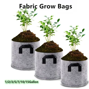 

1/2/3/5/7/10/15 Gallon Breathable Non-Woven Fabric Grow Bags Pots Planter Root Pouch Container Plant Pots with Handles Garden
